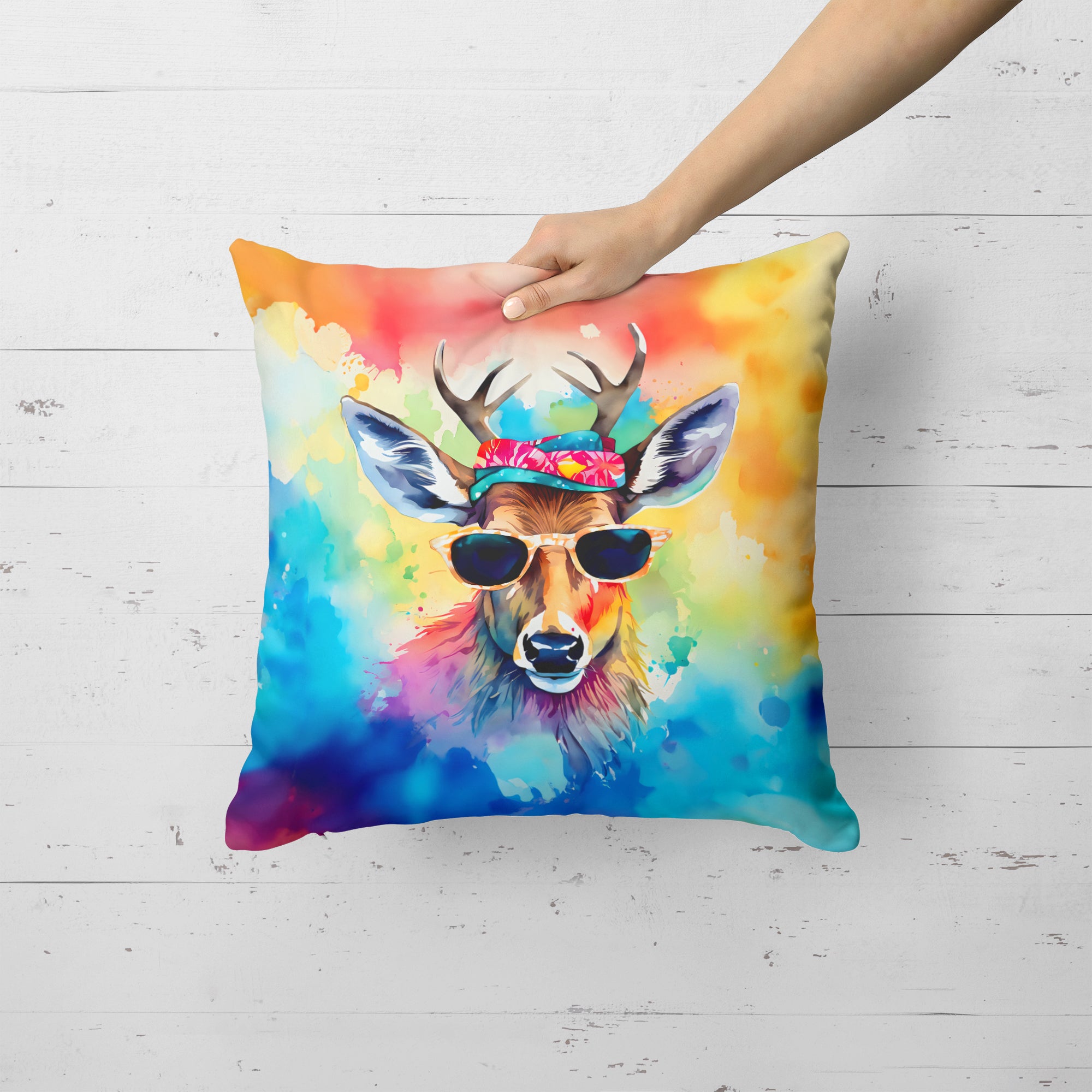 Hippie Animal Deer Throw Pillow