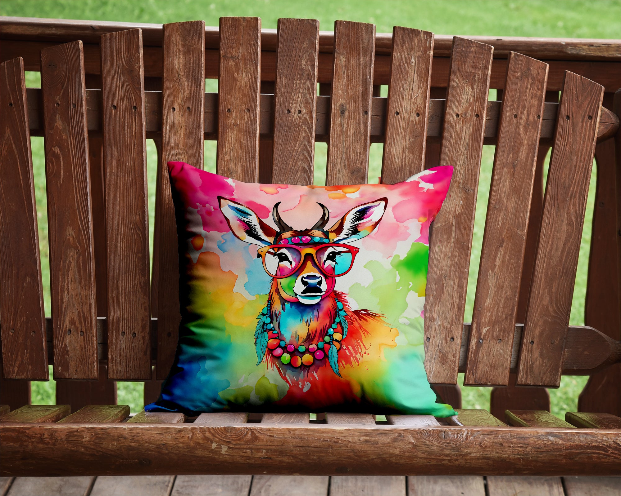 Hippie Animal Deer Throw Pillow