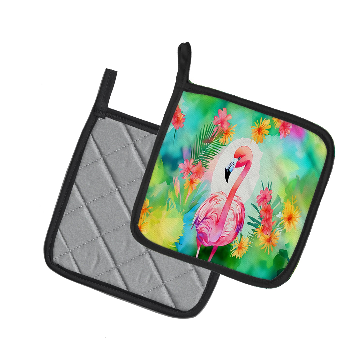 Hippie Animal Flamingo Pair of Pot Holders