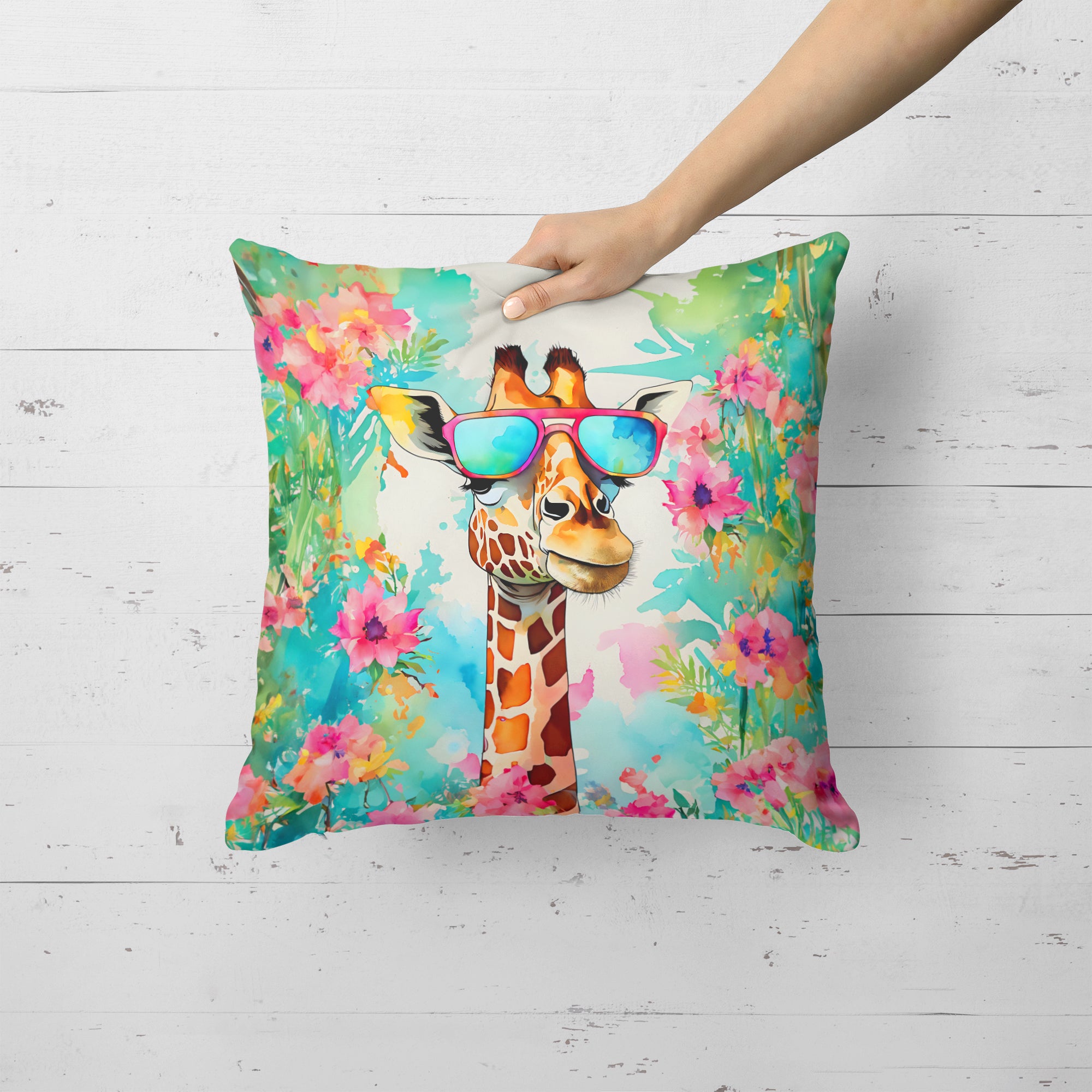 Hippie Animal Giraffe Throw Pillow