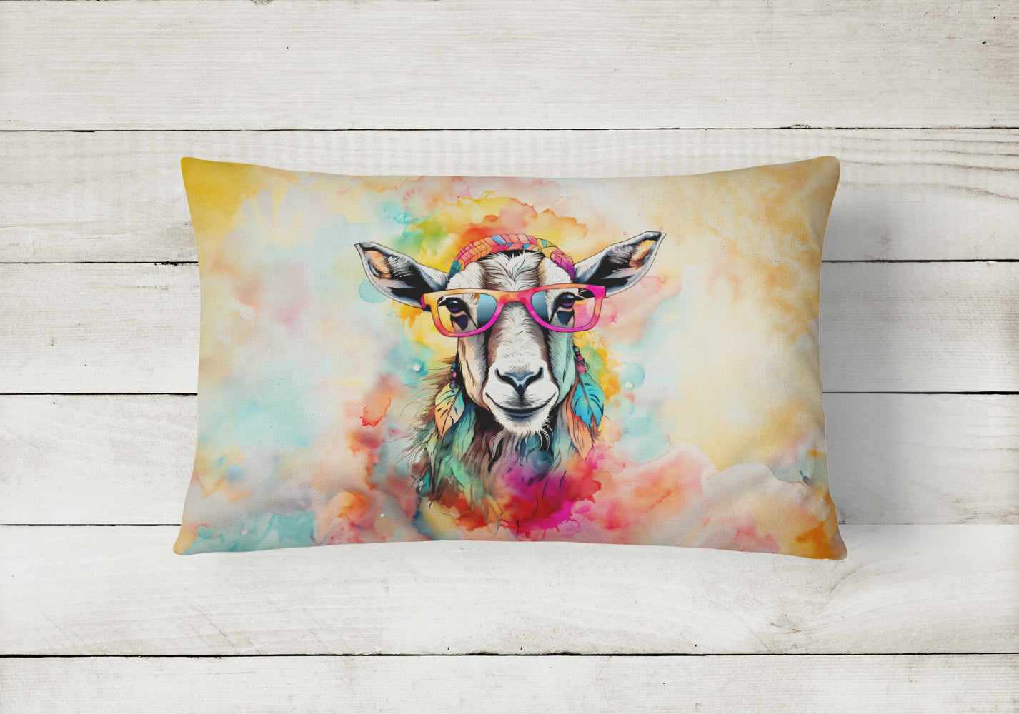 Hippie Animal Goat Throw Pillow