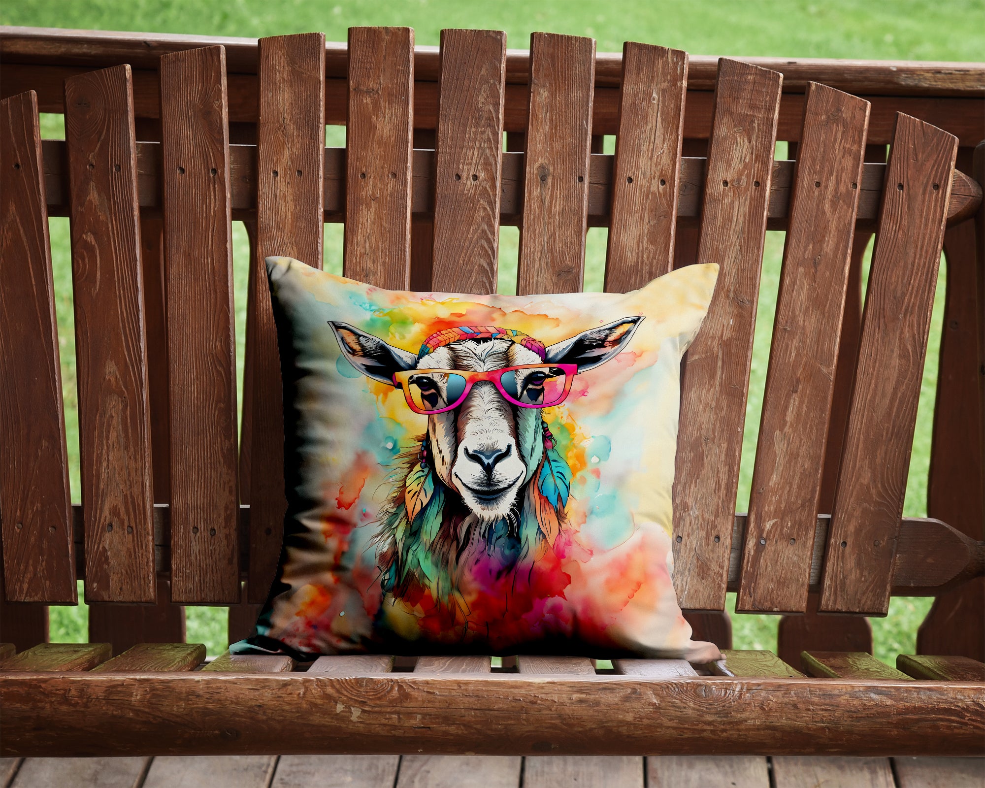 Hippie Animal Goat Throw Pillow