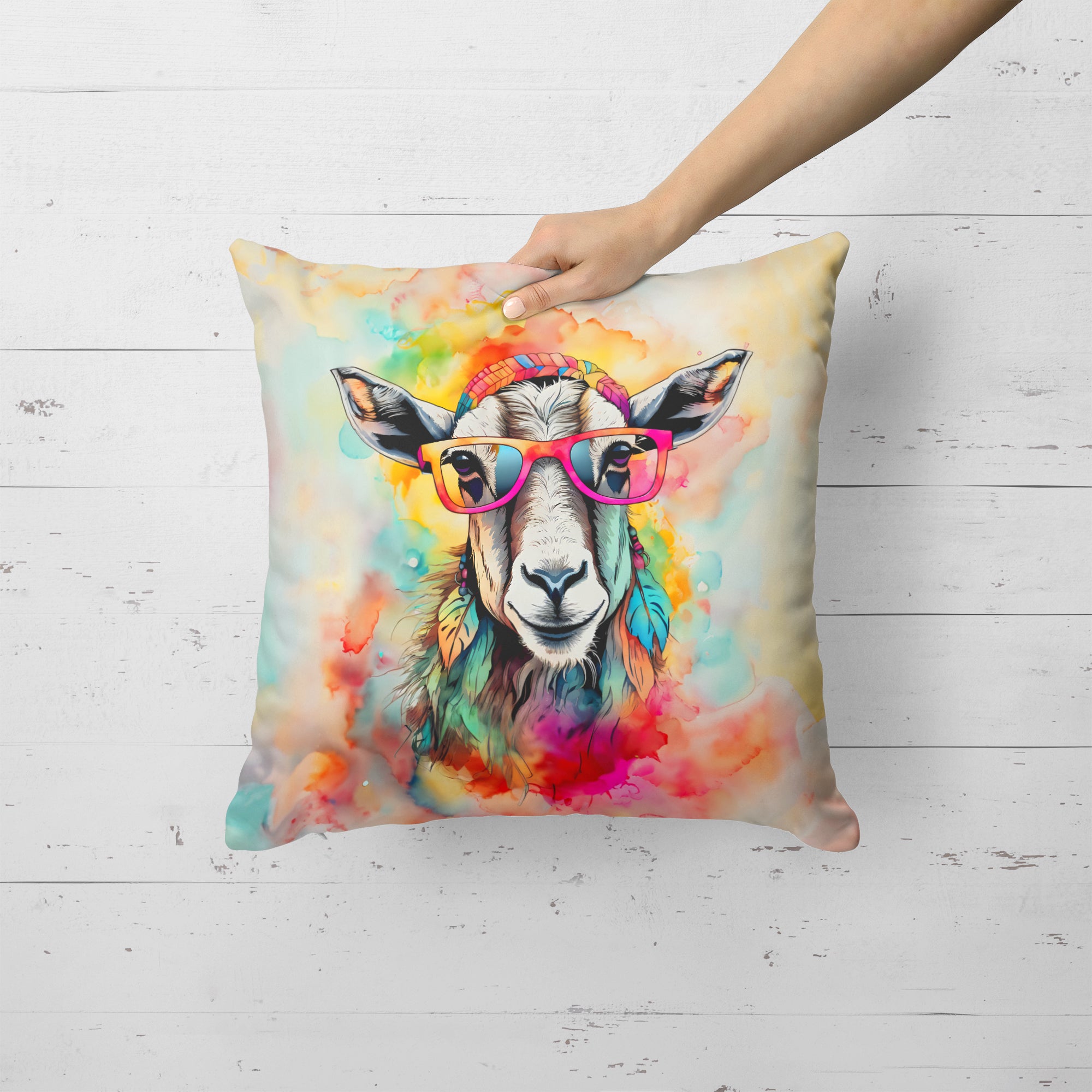 Buy this Hippie Animal Goat Throw Pillow