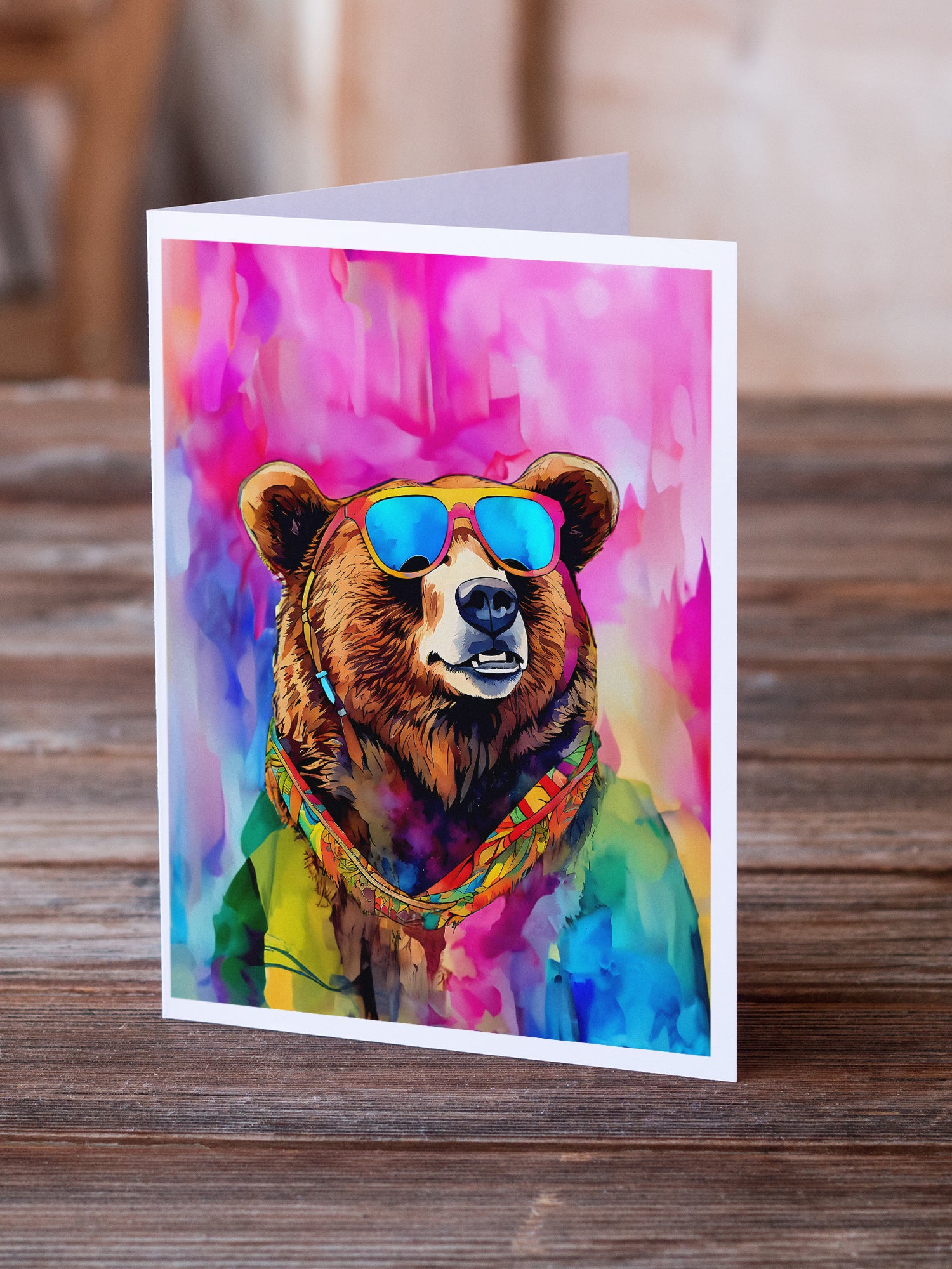 Hippie Animal Grizzly Bear Greeting Cards Pack of 8