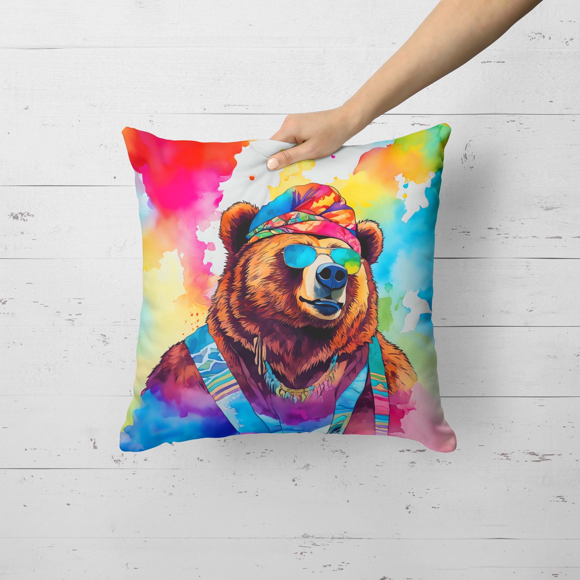 Buy this Hippie Animal Grizzly Bear Throw Pillow