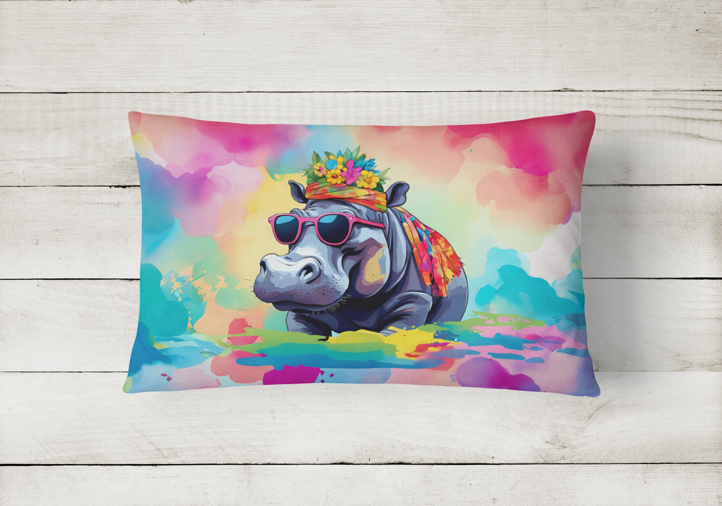 Buy this Hippie Animal Hippopotamus Throw Pillow