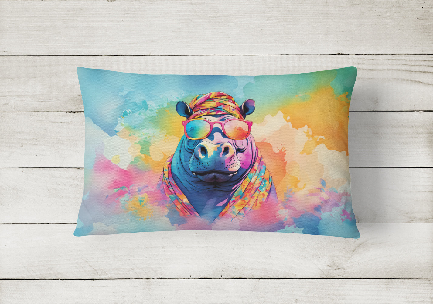 Buy this Hippie Animal Hippopotamus Throw Pillow