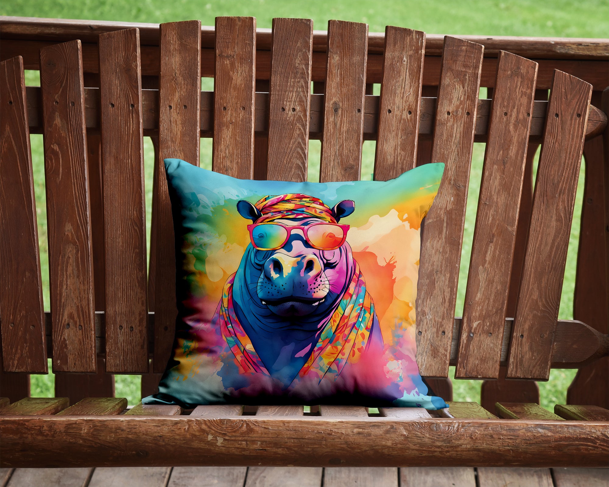 Buy this Hippie Animal Hippopotamus Throw Pillow