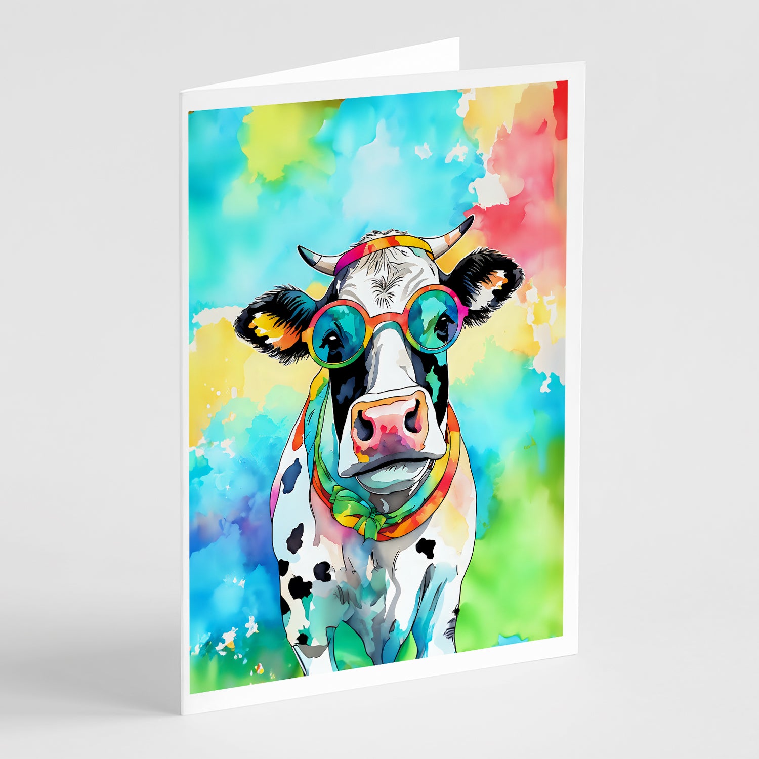 Buy this Hippie Animal Cow Greeting Cards Pack of 8