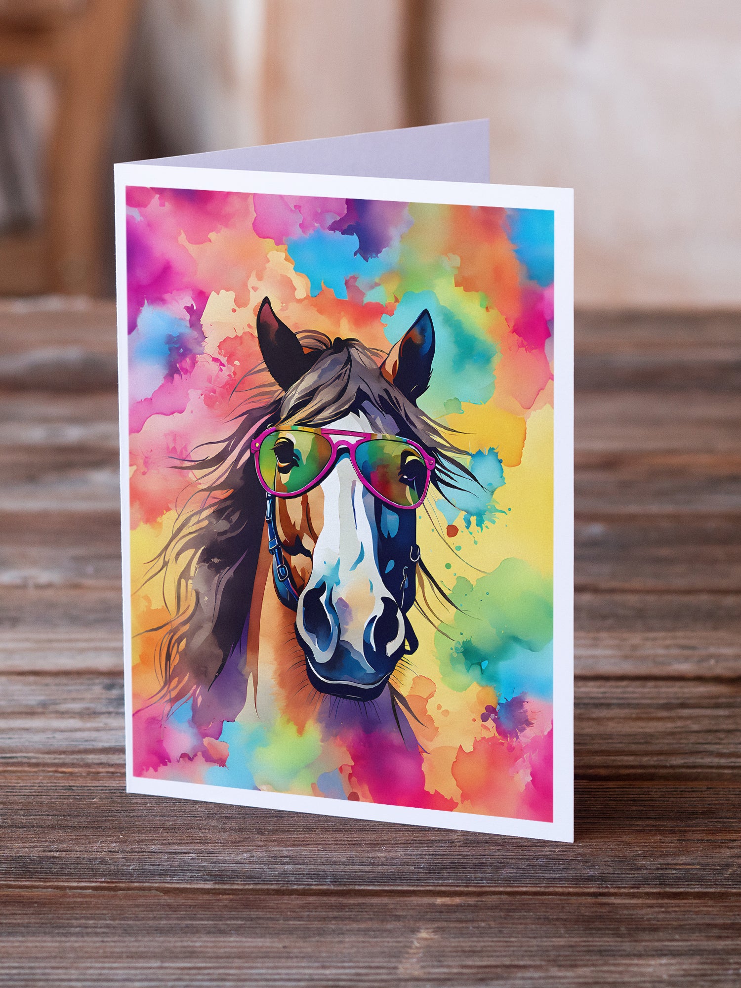 Hippie Animal Horse Greeting Cards Pack of 8