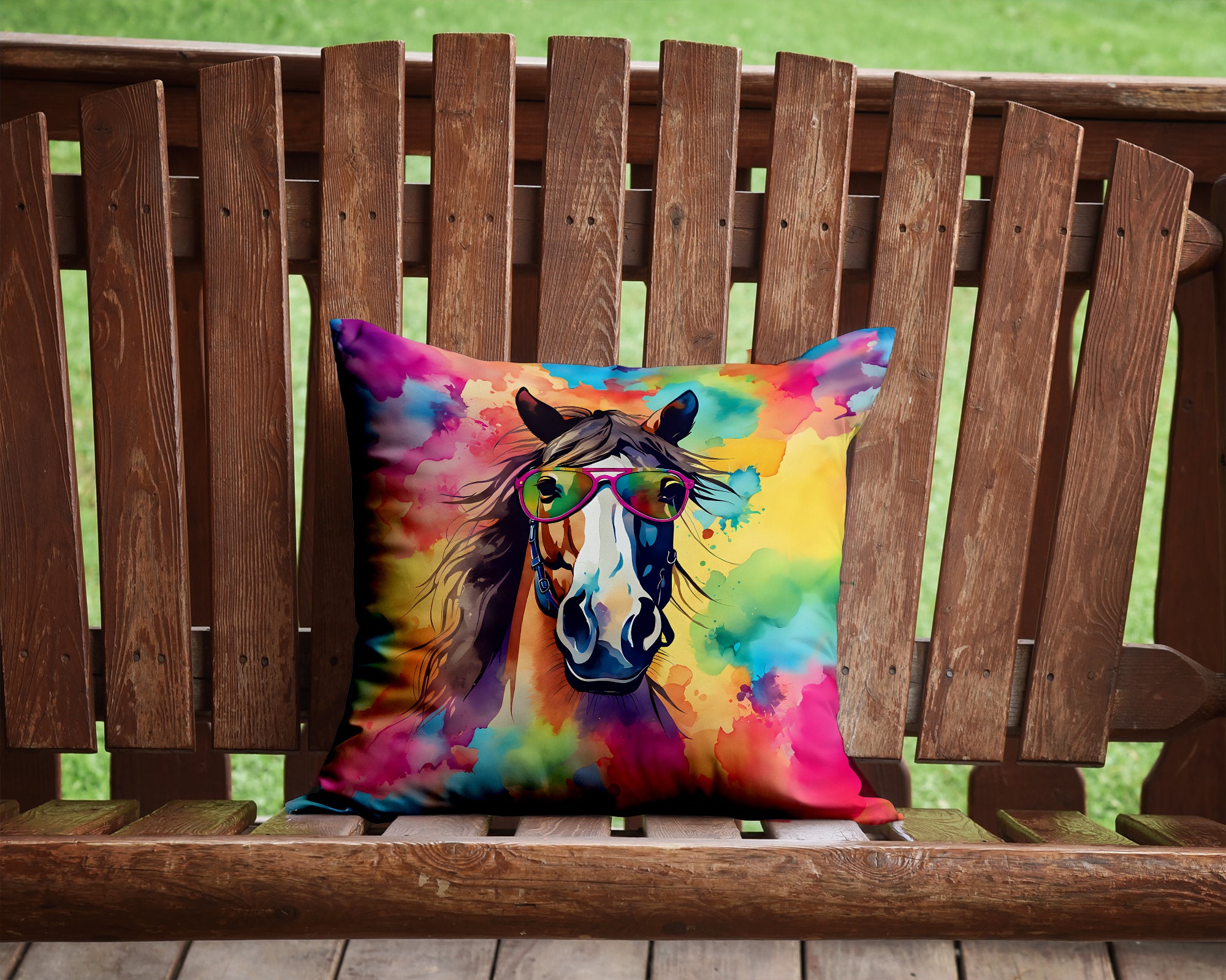 Hippie Animal Horse Throw Pillow