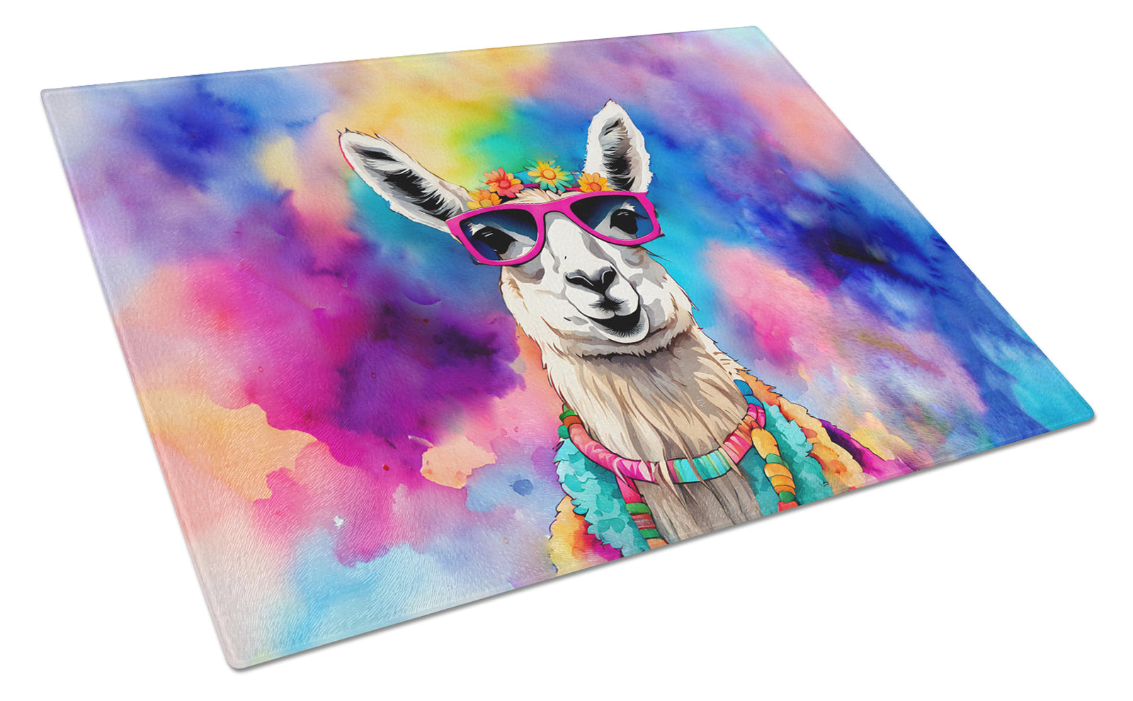 Buy this Hippie Animal Llama Glass Cutting Board