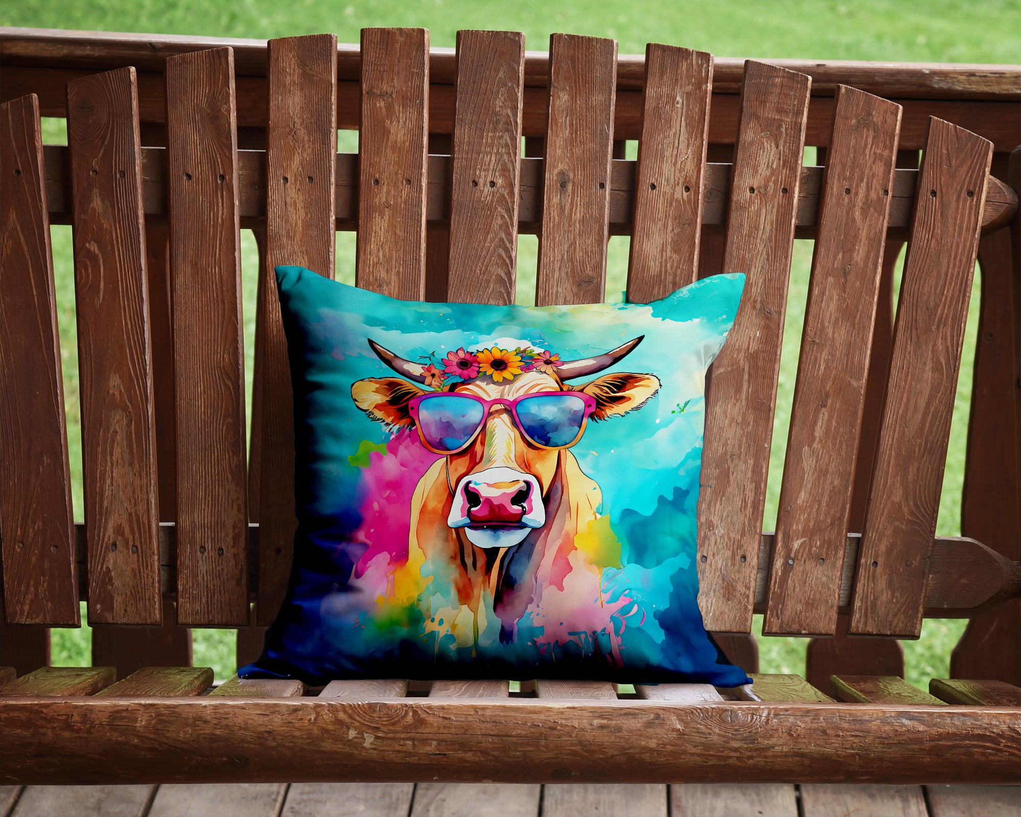 Hippie Animal Malvi Cow Throw Pillow