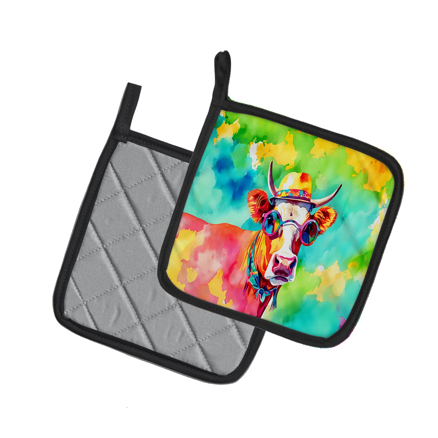 Hippie Animal Malvi Cow Pair of Pot Holders