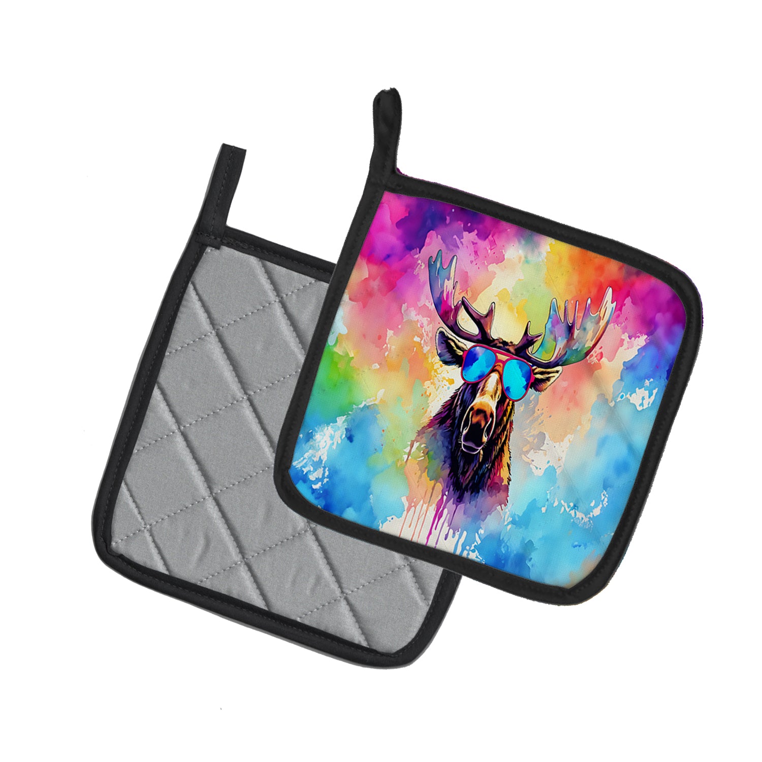 Hippie Animal Moose Pair of Pot Holders