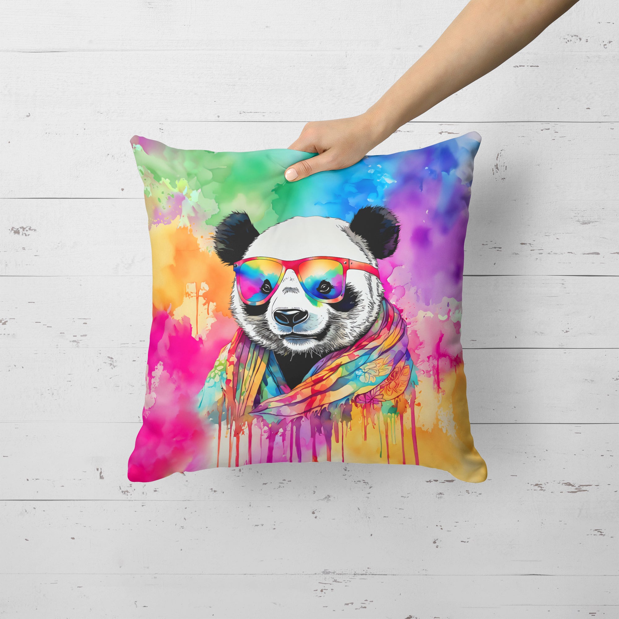 Hippie Animal Panda Throw Pillow