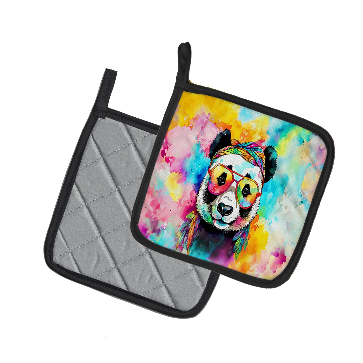 Hippie Animal Panda Pair of Pot Holders