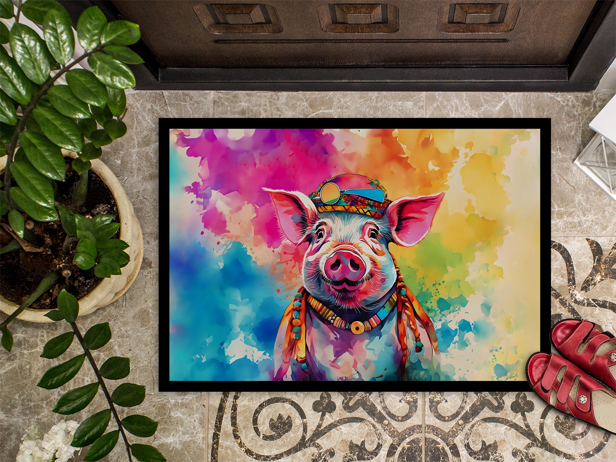 Hippie Animal Pig Doormat