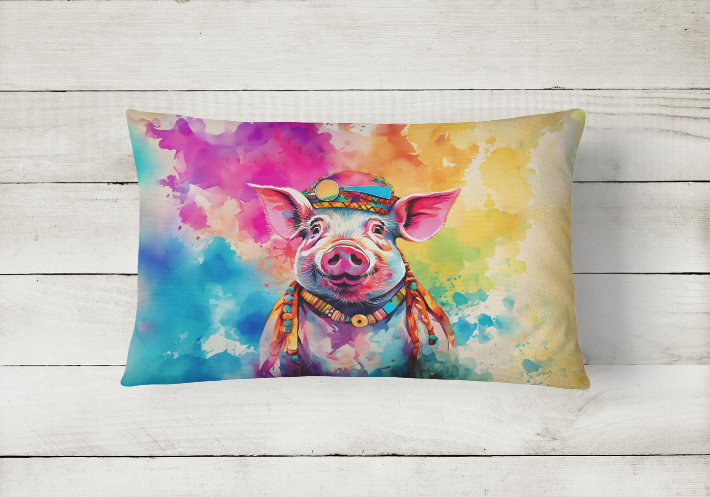 Buy this Hippie Animal Pig Throw Pillow