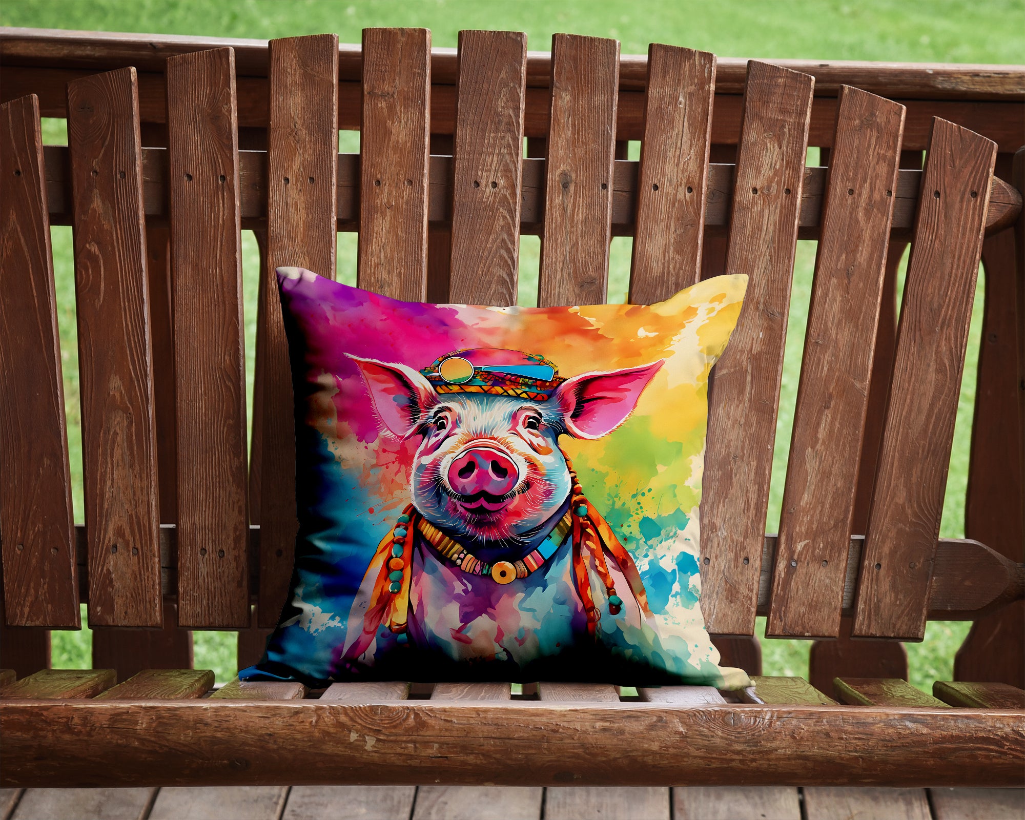 Buy this Hippie Animal Pig Throw Pillow