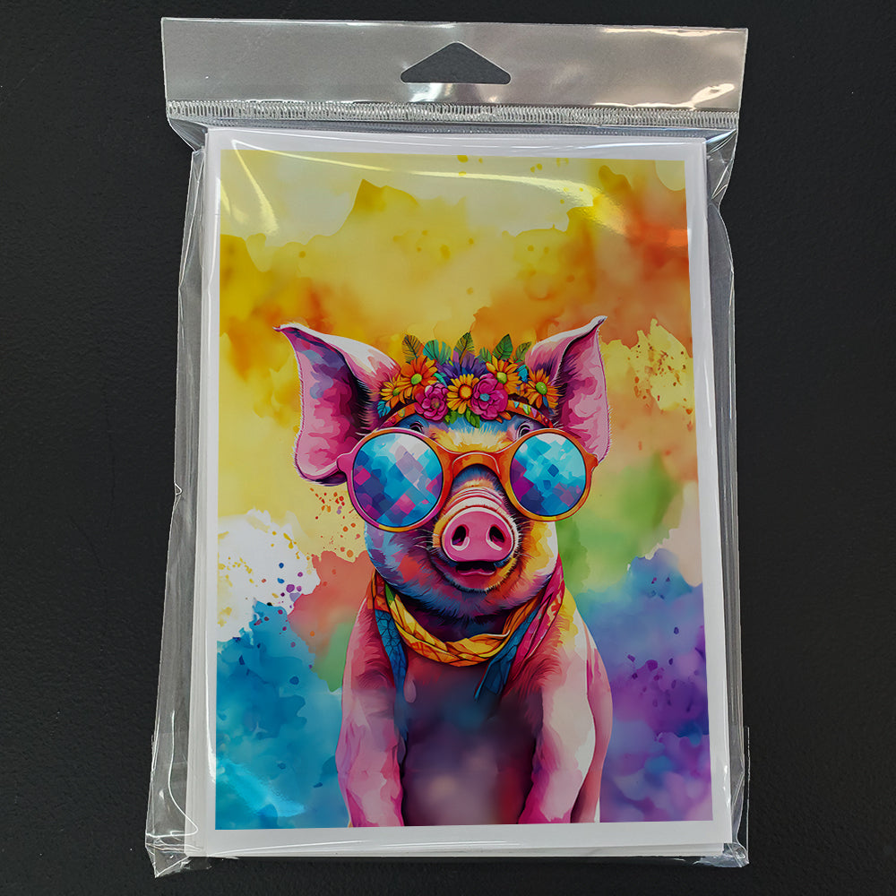 Hippie Animal Pig Greeting Cards Pack of 8