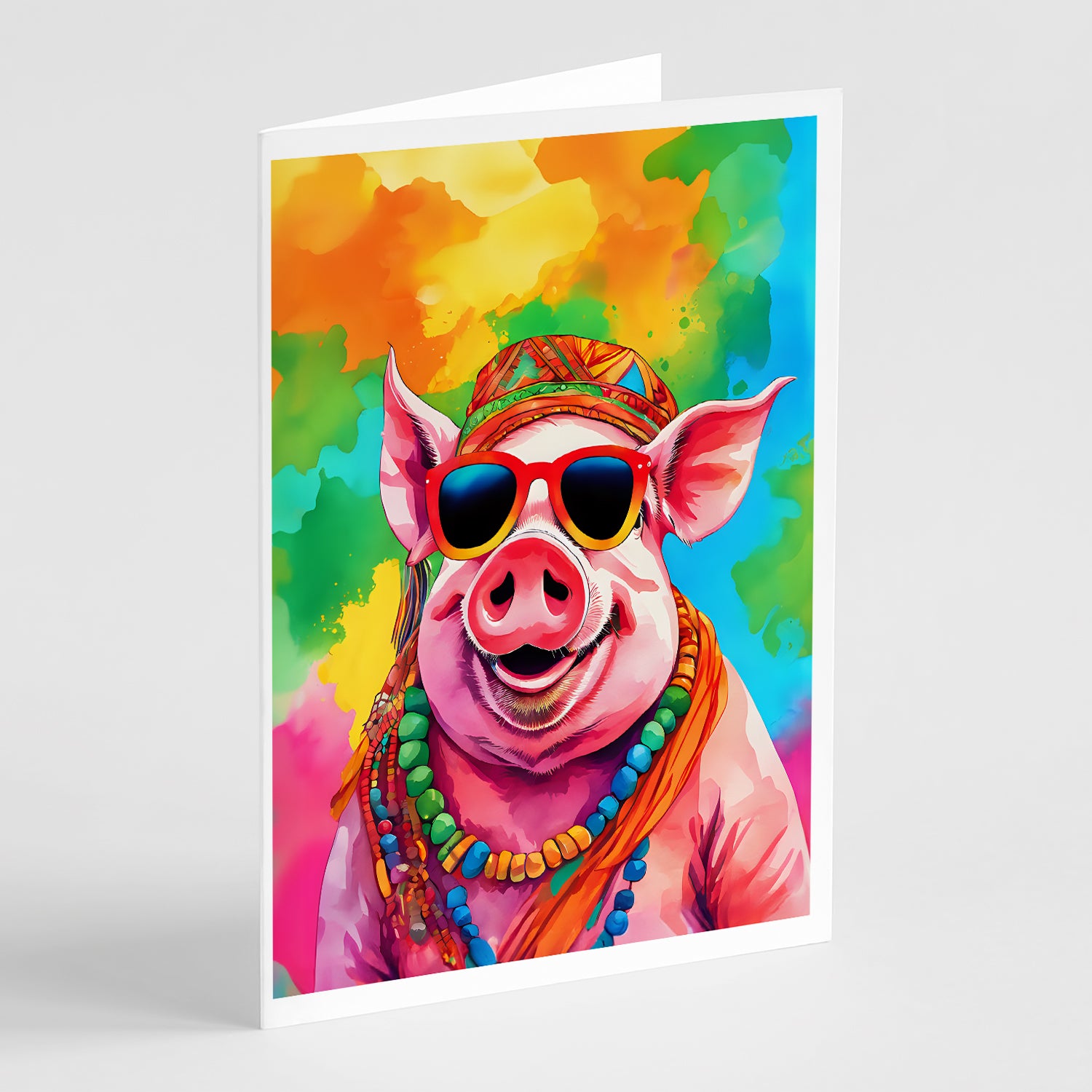 Buy this Hippie Animal Pig Greeting Cards Pack of 8