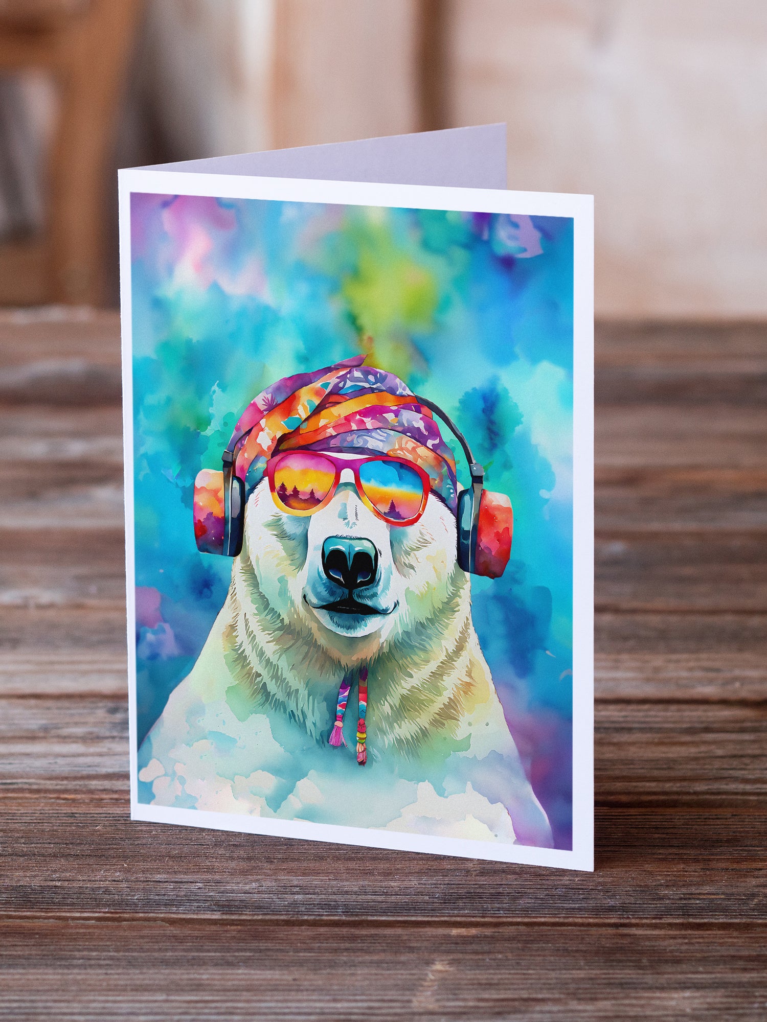 Hippie Animal Polar Bear Greeting Cards Pack of 8