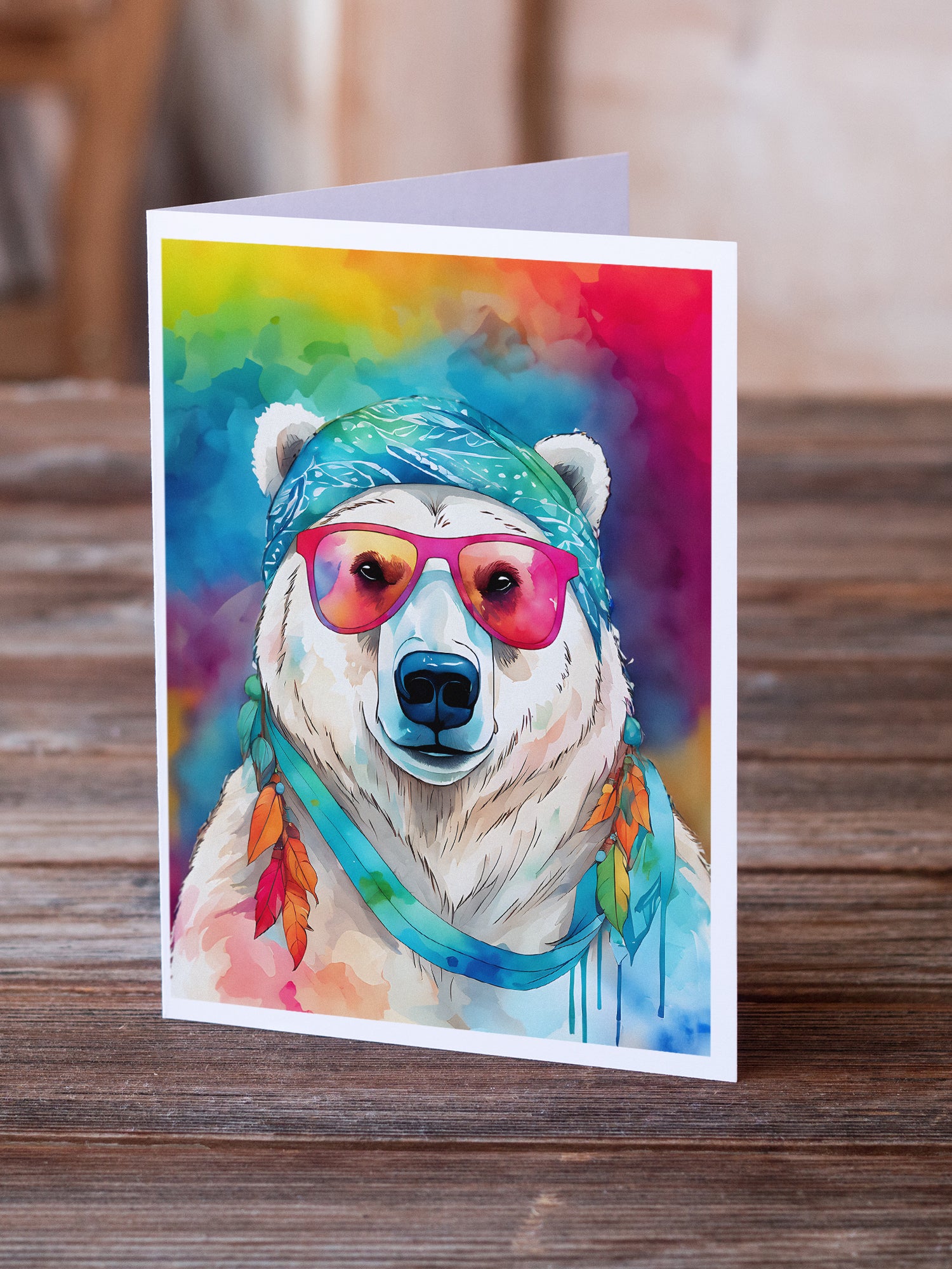 Buy this Hippie Animal Polar Bear Greeting Cards Pack of 8