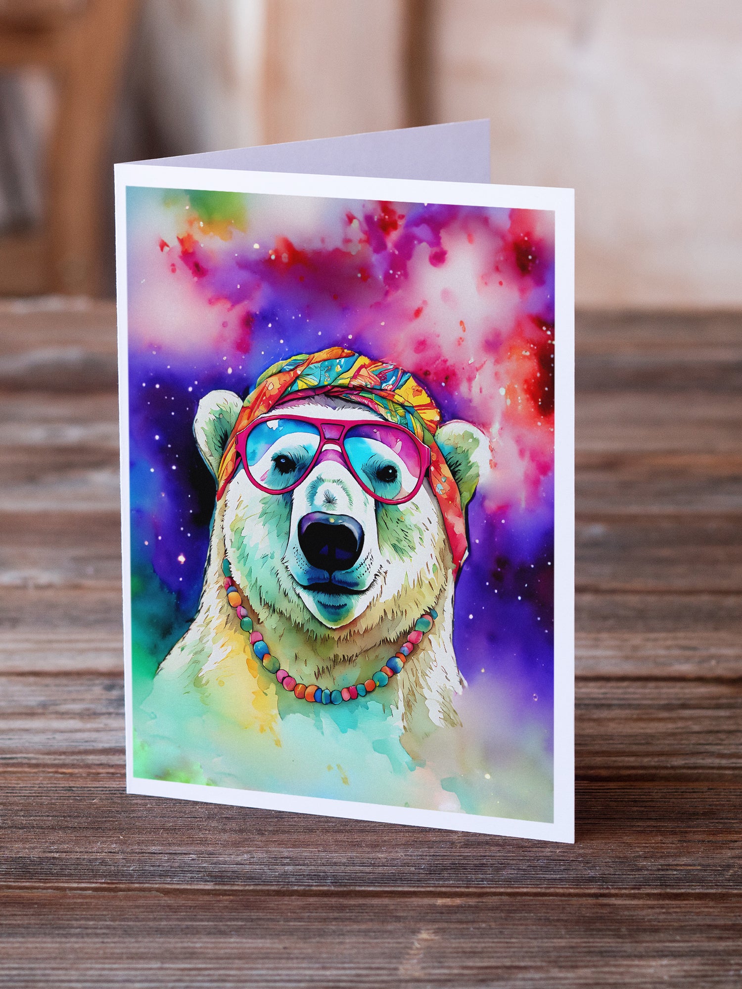 Buy this Hippie Animal Polar Bear Greeting Cards Pack of 8