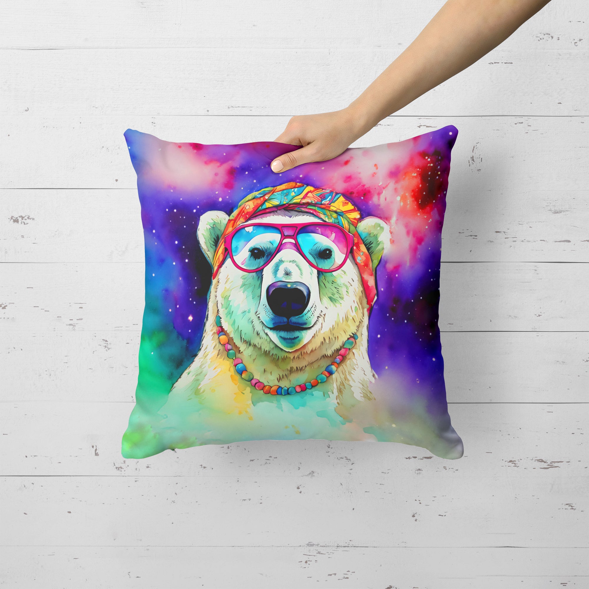 Buy this Hippie Animal Polar Bear Throw Pillow