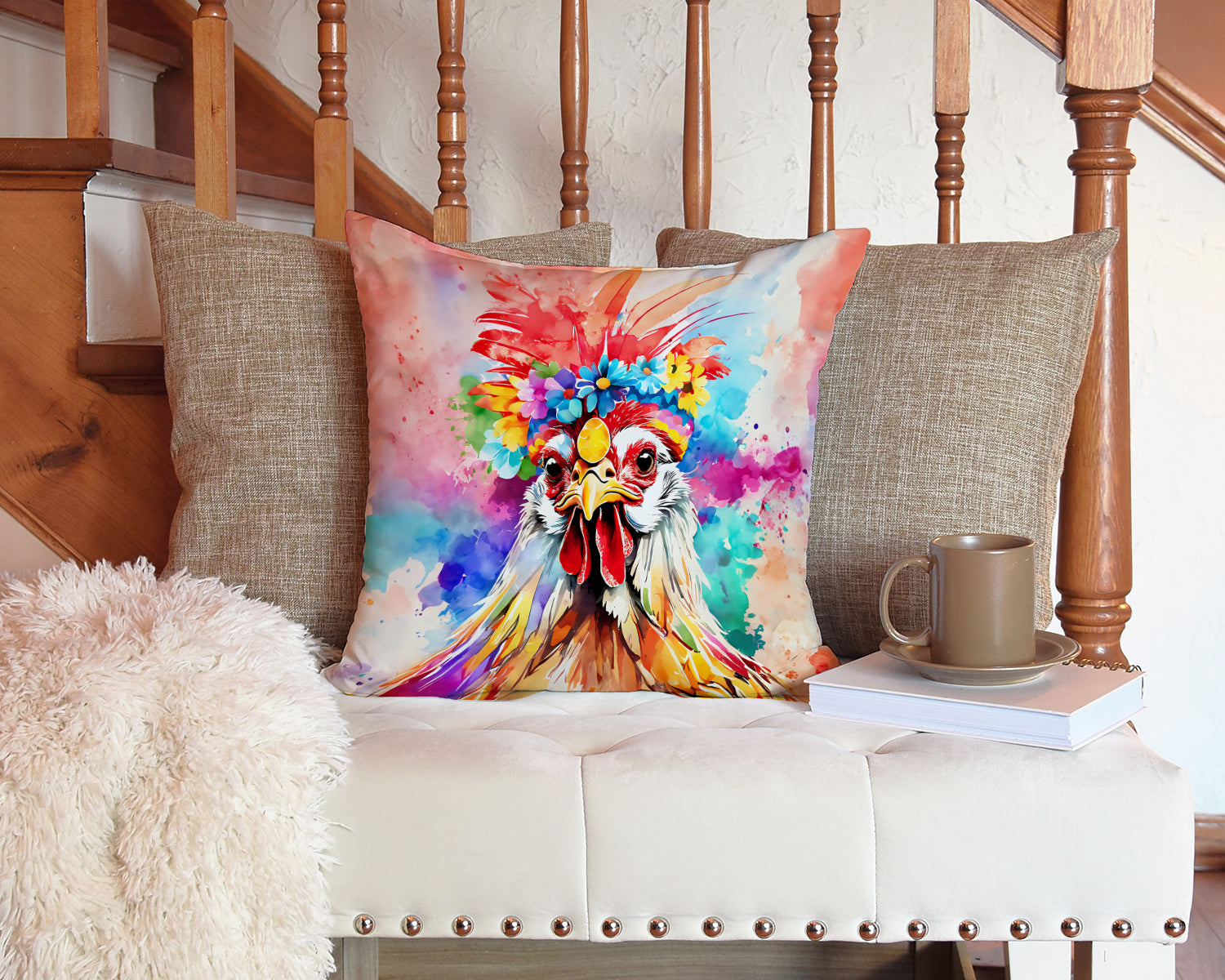 Hippie Animal Polish Poland Rooster Throw Pillow