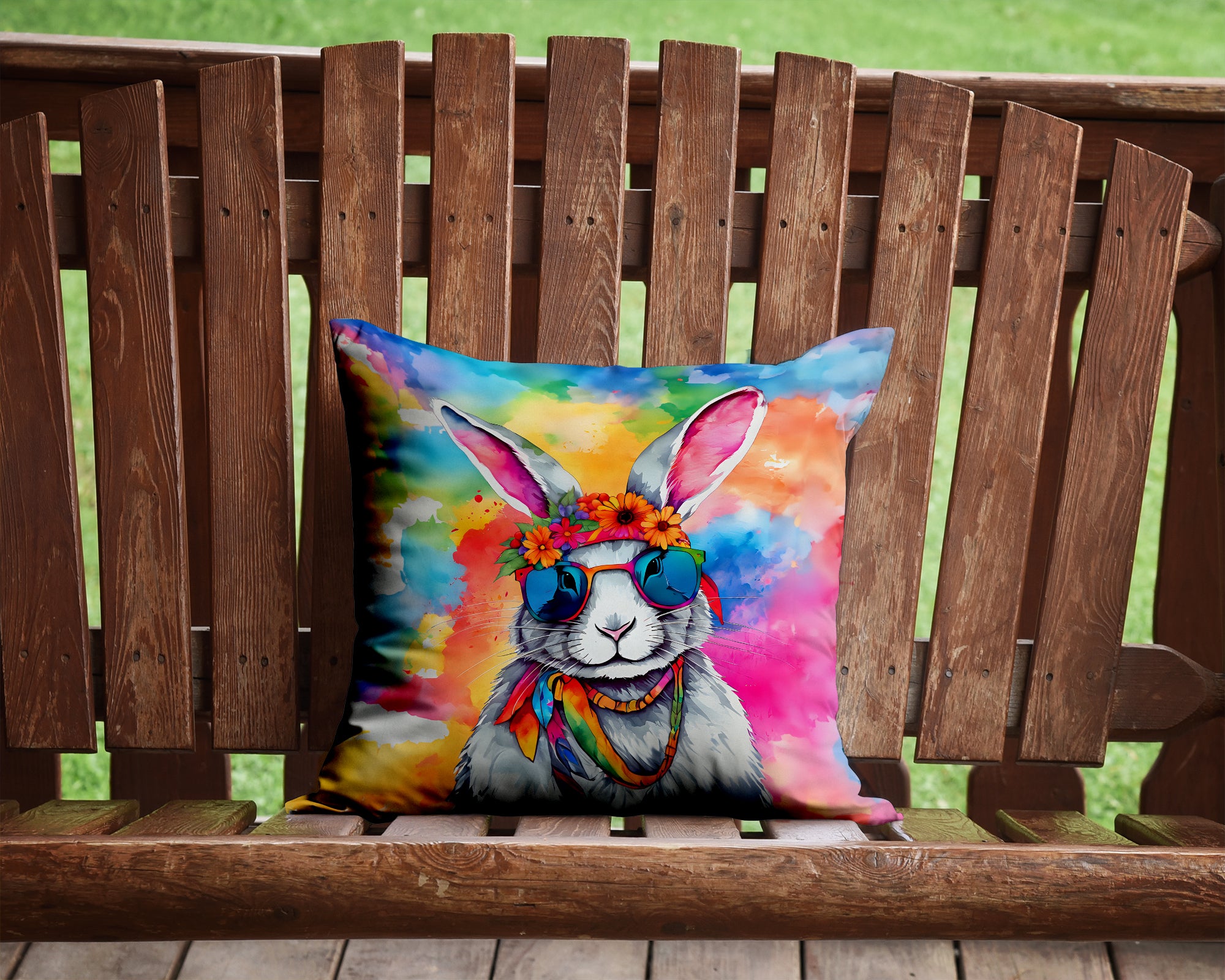 Buy this Hippie Animal Rabbit Throw Pillow