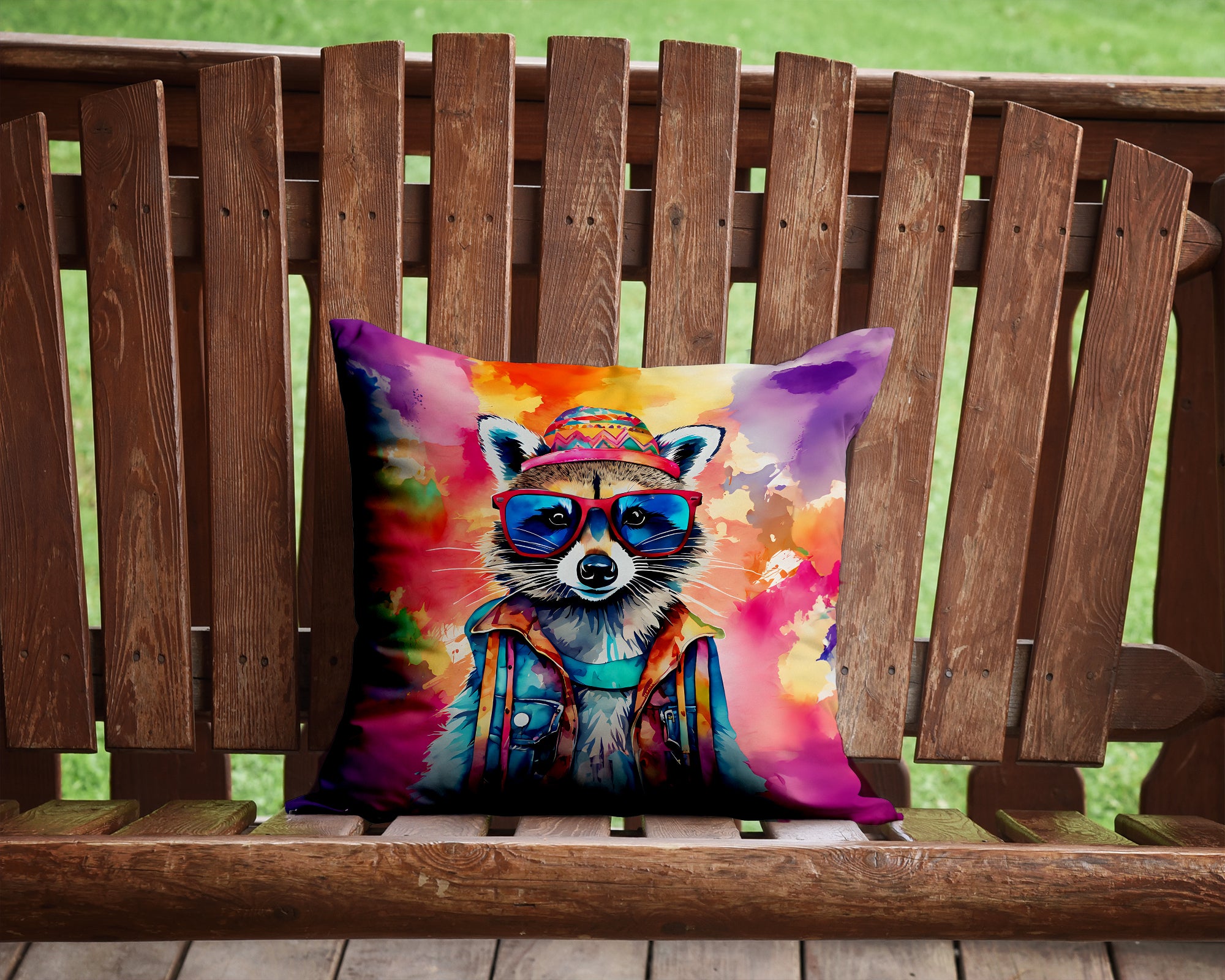 Buy this Hippie Animal Raccoon Throw Pillow