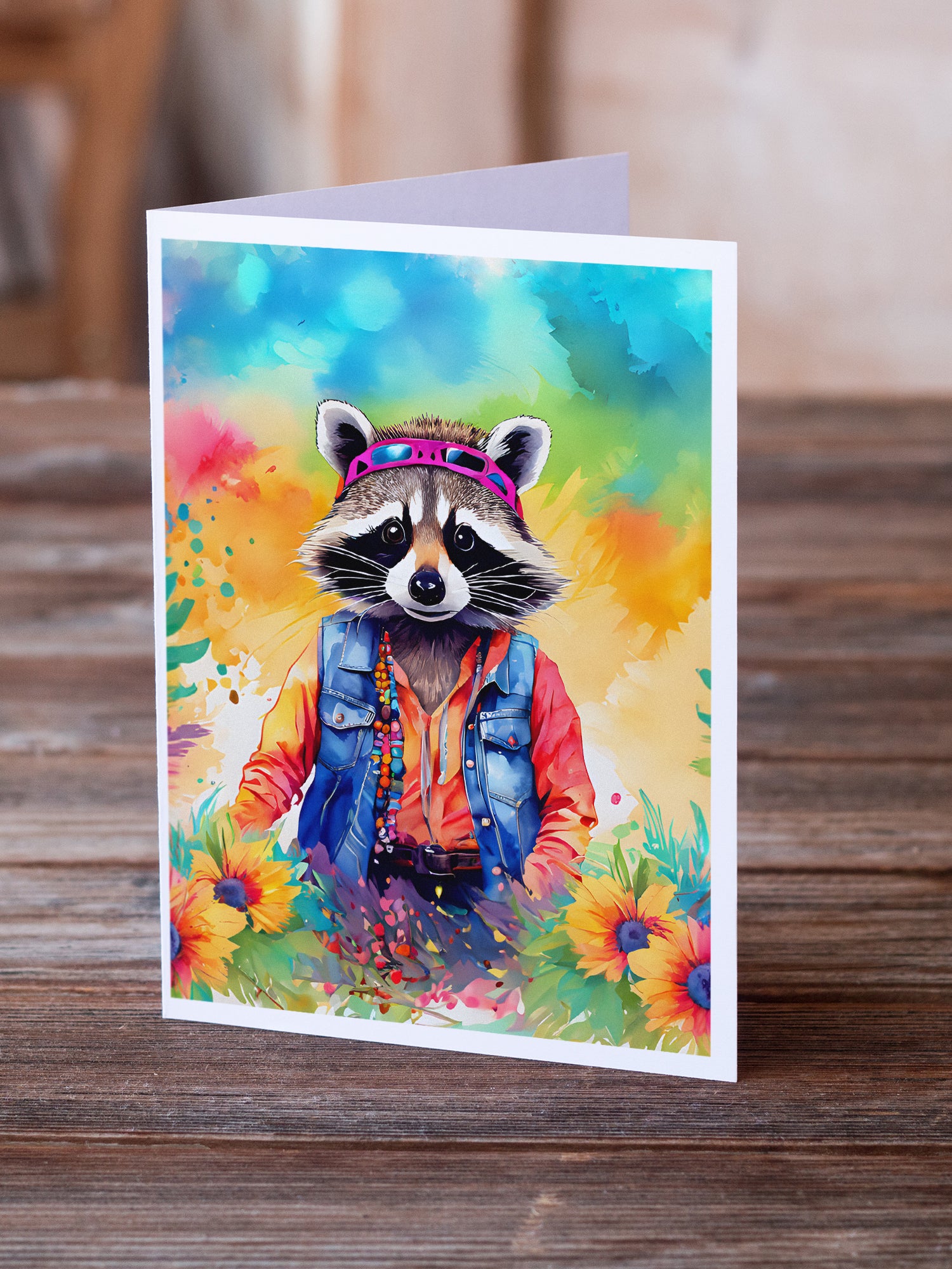 Buy this Hippie Animal Raccoon Greeting Cards Pack of 8