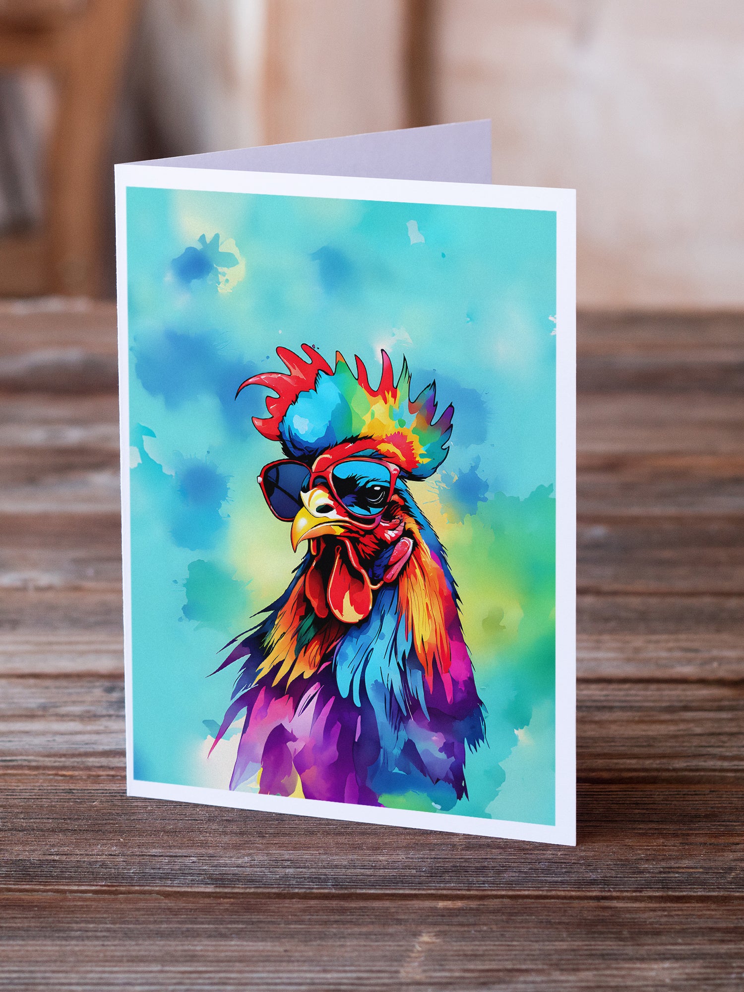 Hippie Animal Rooster Greeting Cards Pack of 8