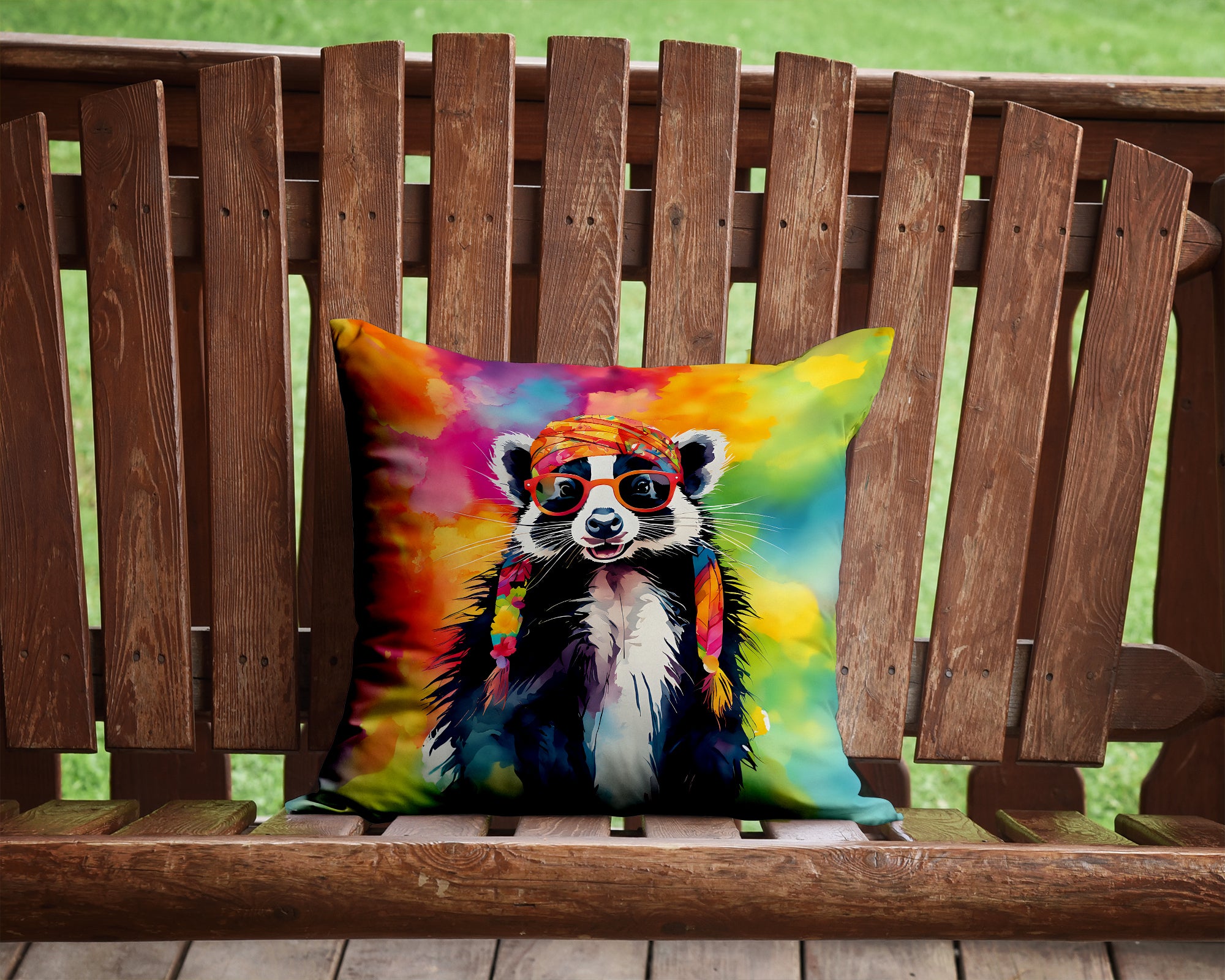 Hippie Animal Skunk Throw Pillow