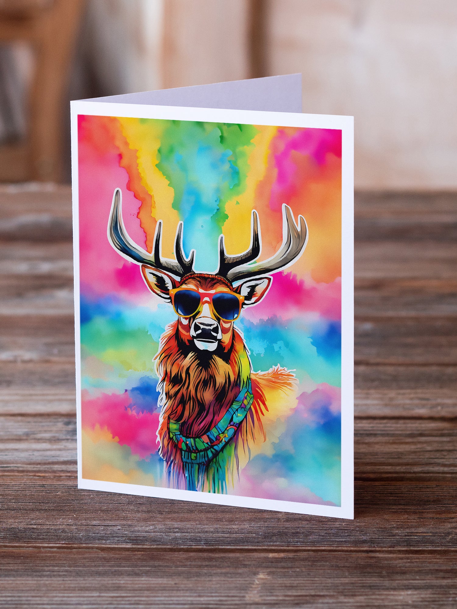 Hippie Animal Stag Deer Greeting Cards Pack of 8