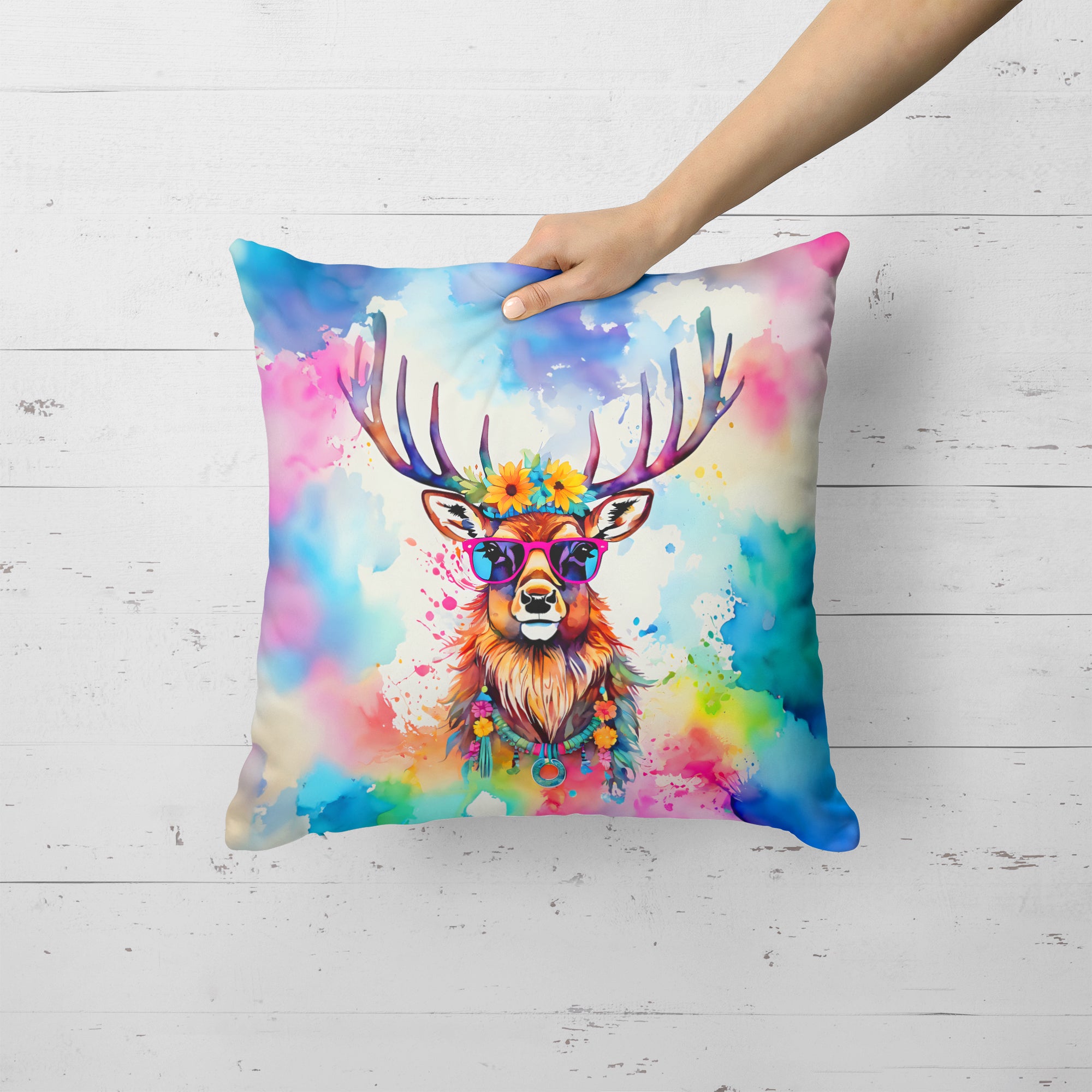 Buy this Hippie Animal Stag Deer Throw Pillow