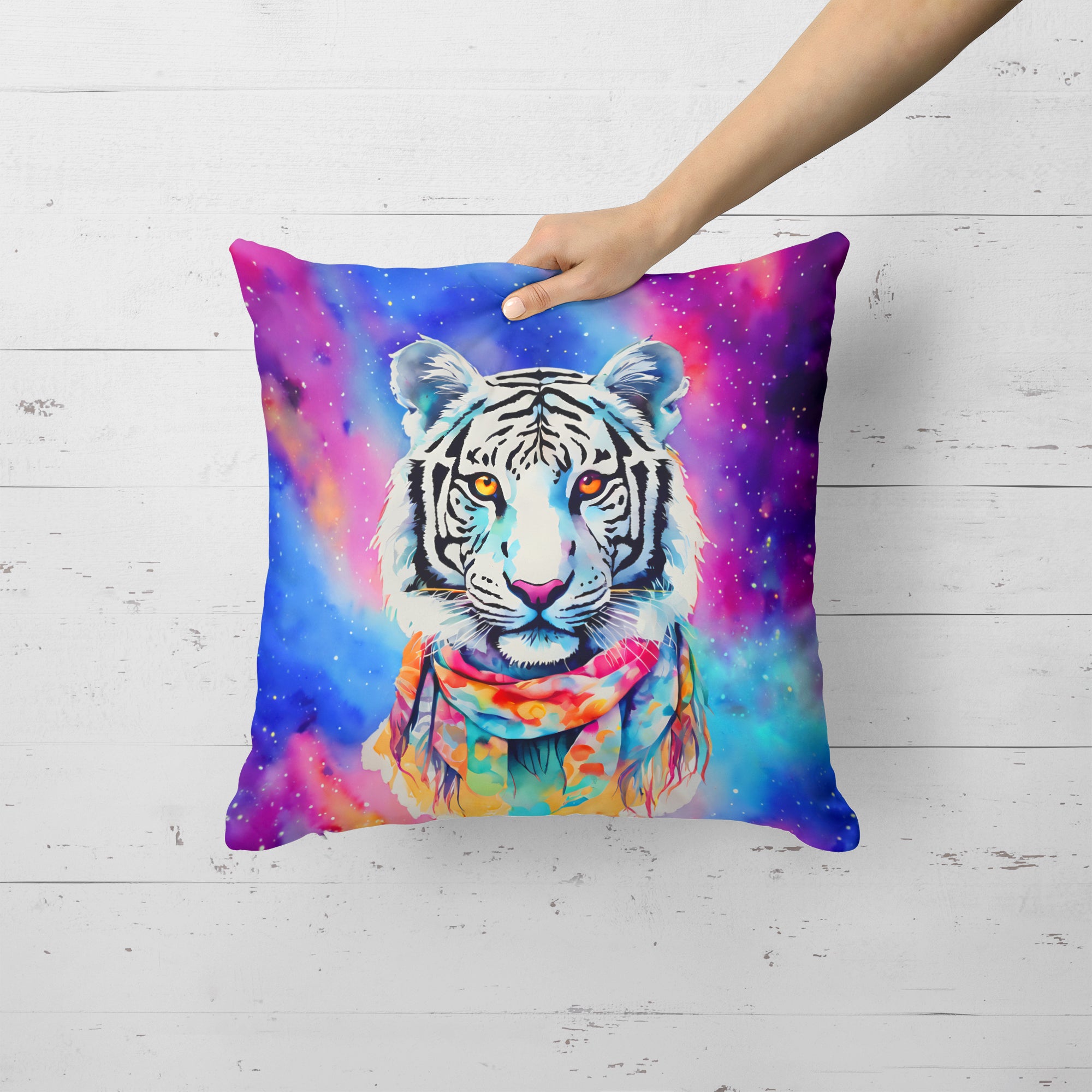 Buy this Hippie Animal White Tiger Throw Pillow