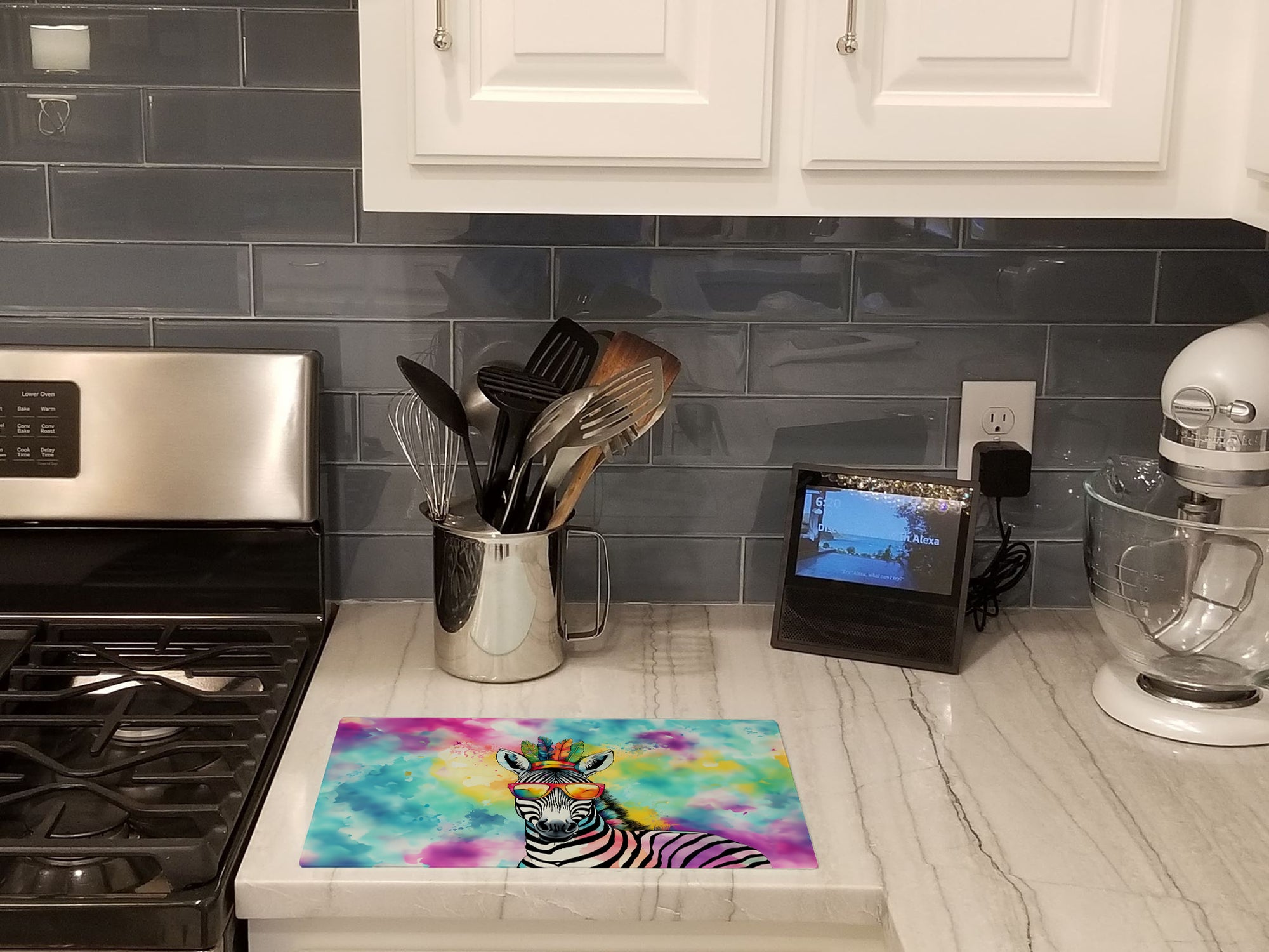 Buy this Hippie Animal Zebra Glass Cutting Board