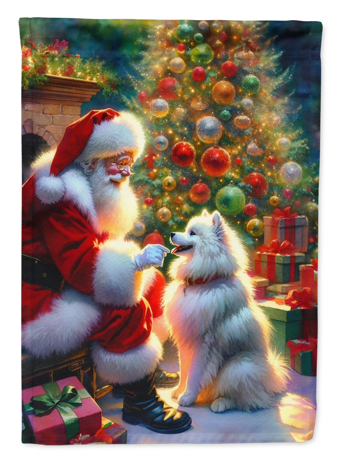 Buy this American Eskimo and Santa Claus Garden Flag