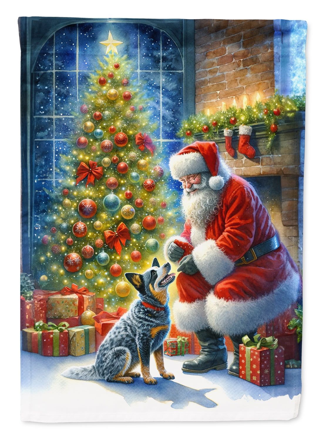 Buy this Australian Cattle Dog and Santa Claus Garden Flag