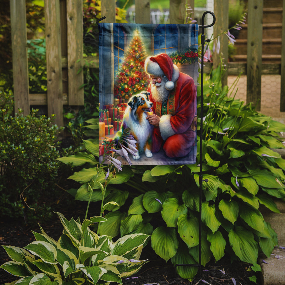 Buy this Australian Shepherd and Santa Claus Garden Flag