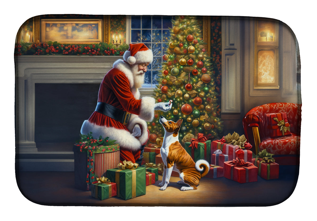 Buy this Basenji and Santa Claus Dish Drying Mat