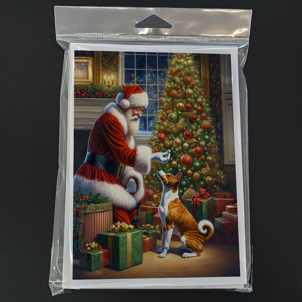 Basenji and Santa Claus Greeting Cards Pack of 8