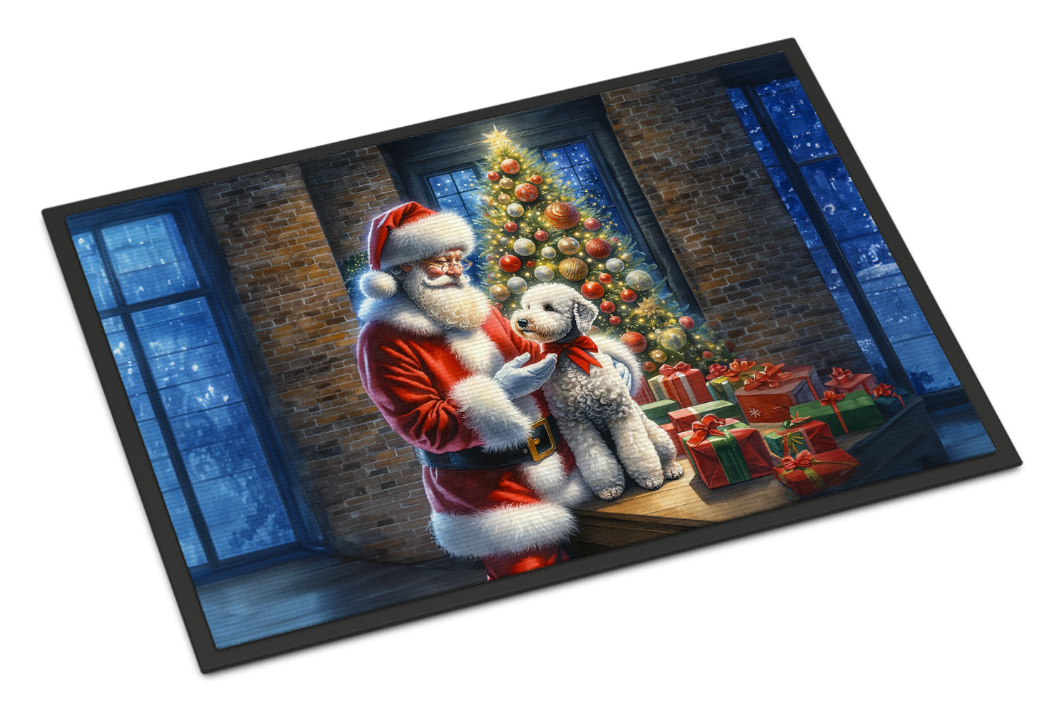 Buy this Bedlington Terrier and Santa Claus Doormat