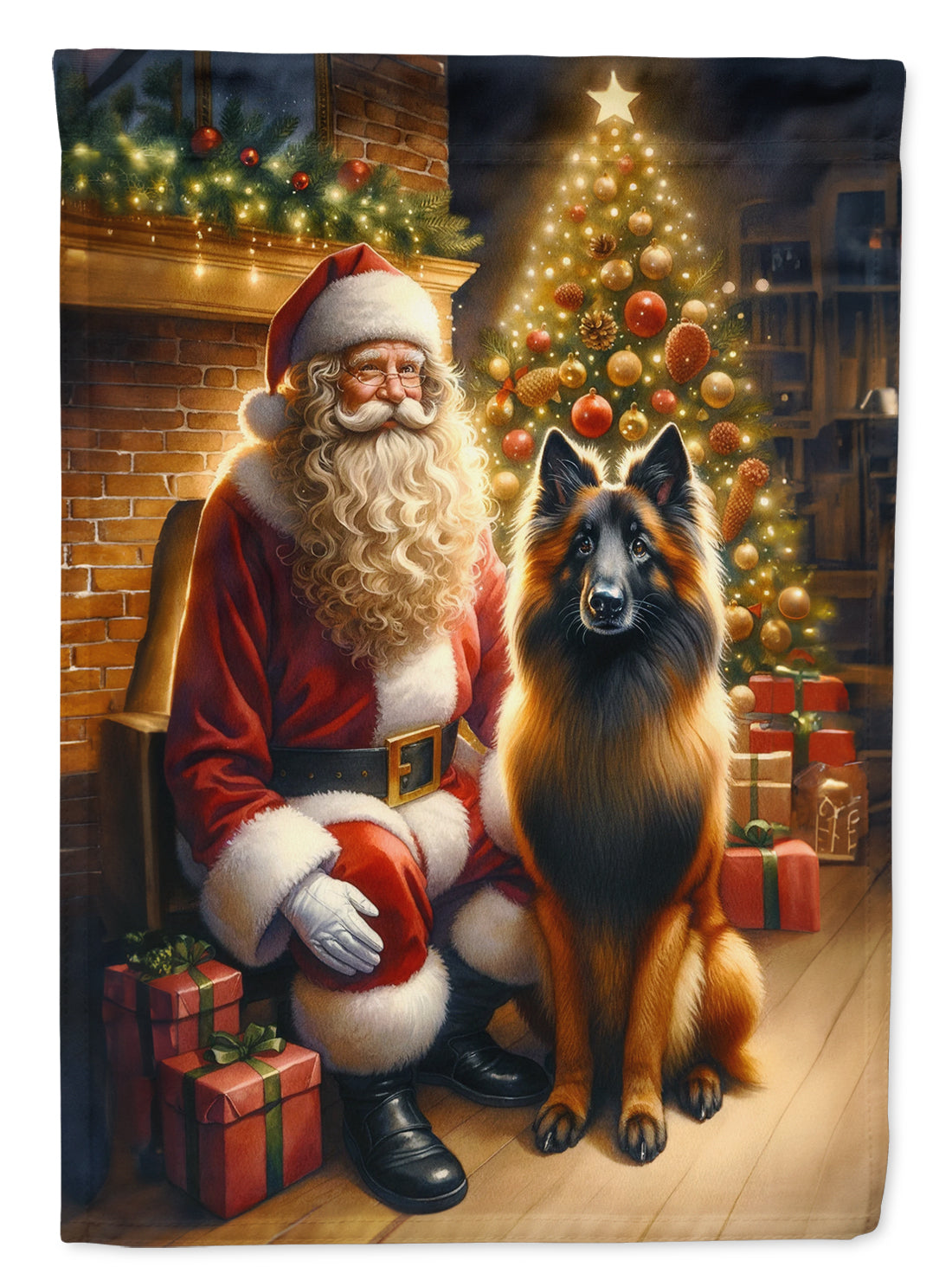 Buy this Belgian Tervuren and Santa Claus House Flag