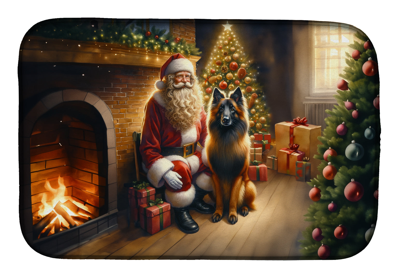 Buy this Belgian Tervuren and Santa Claus Dish Drying Mat