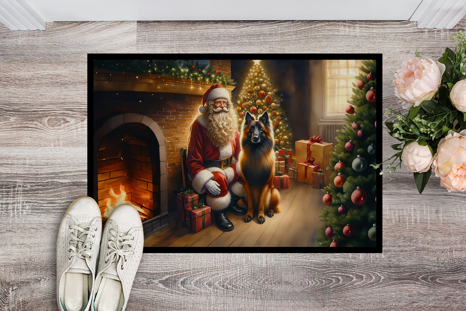 Belgian Tervuren and Santa Claus Doormat