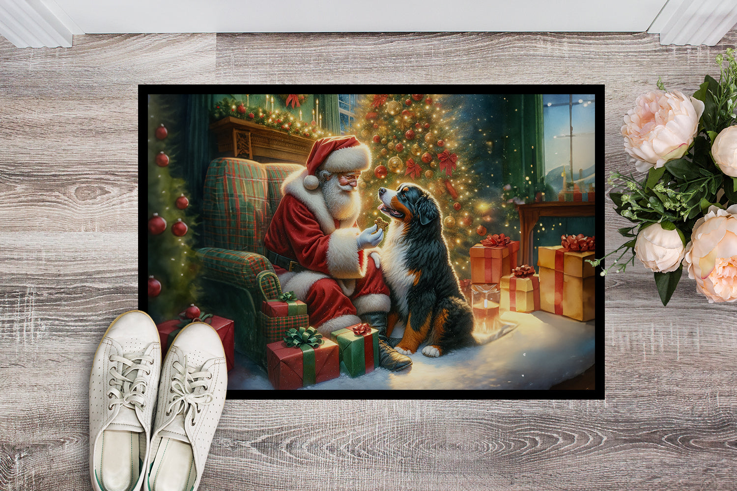 Buy this Bernese Mountain Dog and Santa Claus Doormat